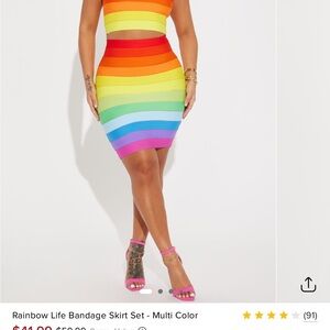 Rainbow Bandage Skirt Set - Multi Color